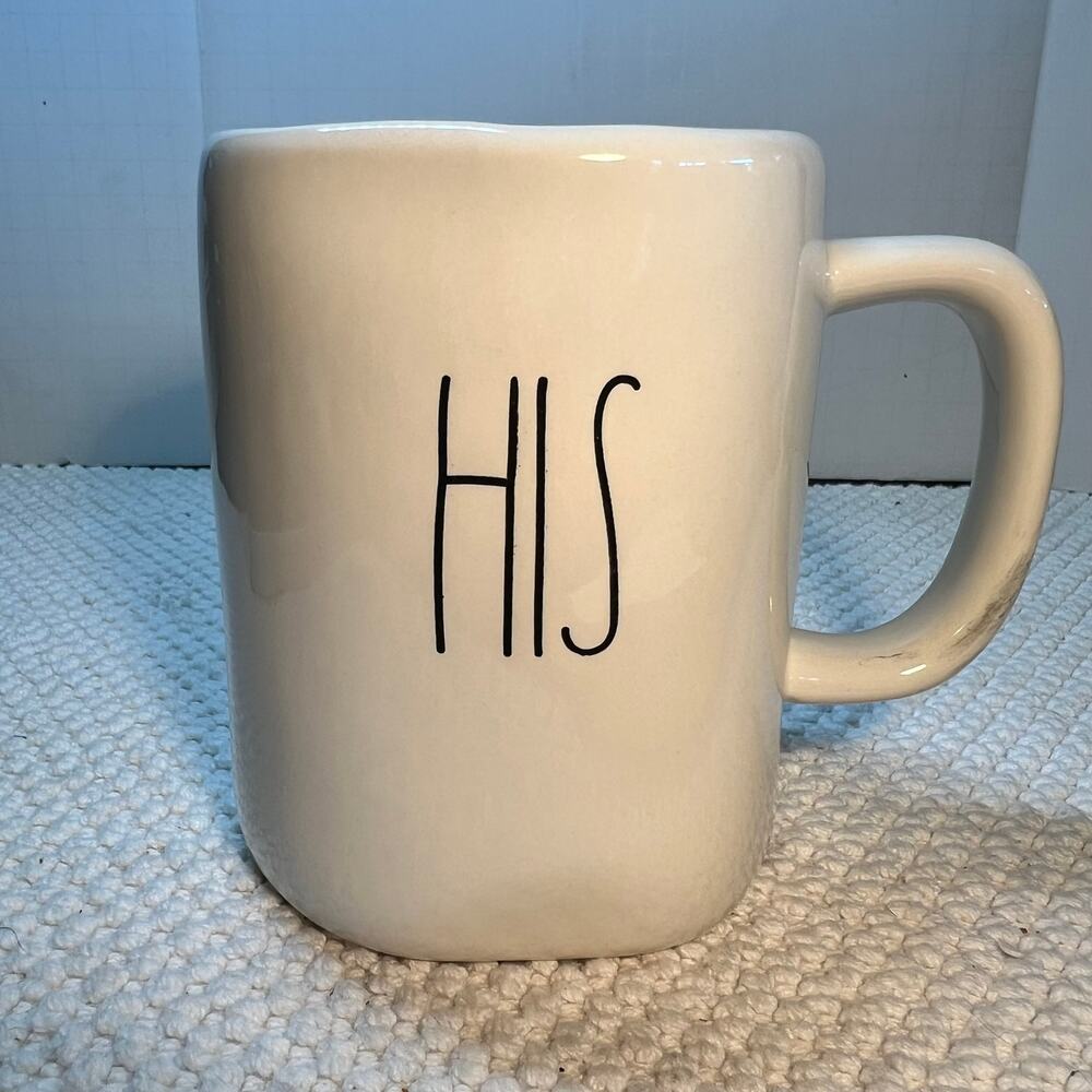 Rae Dunn by Magenta HIS Mug Farmhouse Style Artisan Collection White Ceramic